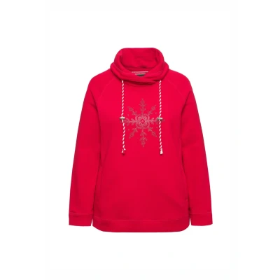 Immagine di Ulla Popken LONG Sleeve Standup Collar Snowflake Felpa, Donna, Taglia: 48/50, Salsa