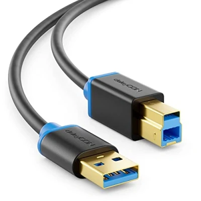 Immagine di deleyCON 3,0m Cavo USB 3.0 Super Speed da a B Dati Fino 5 Gbit/s per es. Stampanti Scanner Multifunzione Nero