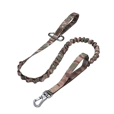 Immagine di ECCELLENTE ELITE SPANKER Guinzaglio tattico Bungee per cani militare Elastico Marrone Nero da passeggio addestramento(Camuffare)