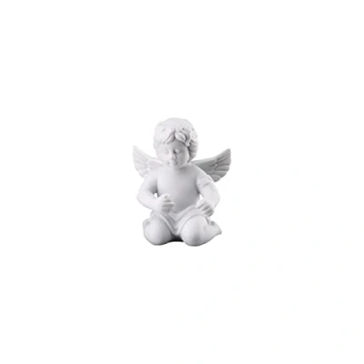 Immagine di Rosenthal angelo piccolo con corona di fiori, bianco opaco, statuetta in porcellana, temi da collezione, Pasqua 2023, decorazione ghirlanda diametro 5,0