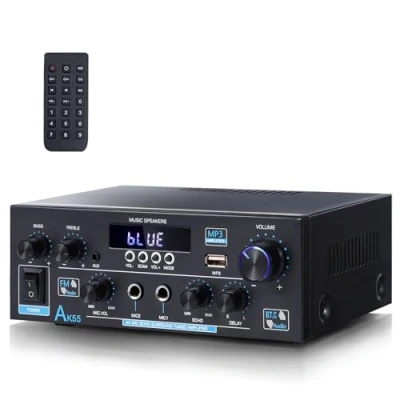 Immagine di AK55 Amplificatore HiFi Stereo Amplifier Bluetooth 5.0 Power 2 Canali 70W X Audio Ricevitore Digital con USB, SD, RCA per casa