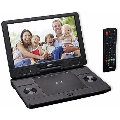 Immagine di Lenco BRP 1150 Lettore DVD portatile Blu Ray Schermo TFT girevole da 11,5&quot; con 1024 x 600 Pixel Batteria integrata adattatore di alimentazione e auto ingresso USB AV Out HDMI Nero