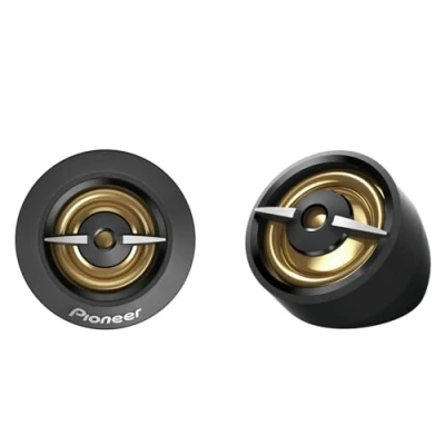 Immagine di Tweeter Pioneer (450 W max. ciascuno, 100 sinusoidali), suono potente, alta efficienza, foro di installazione da 38 mm, set con 2 altoparlanti, adattatore per ad angolo
