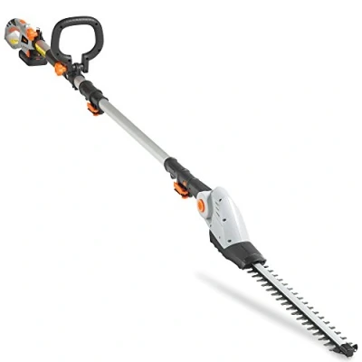Immagine di VonHaus Tagliasiepi a Batteria 20V Telescopico Estensibile, per Siepi, Cespugli, Rami, Arbusti, Caricatore, Tracolla, Testa Regolabile 135, Lame Dual Action (Grigio)