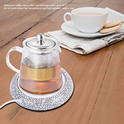Immagine di Scaldatazze Scaldabiberon USB elettrico Tazza Piastra per ufficio Tea Riscaldatore caffè(Picchiettio di porcellana bianca)