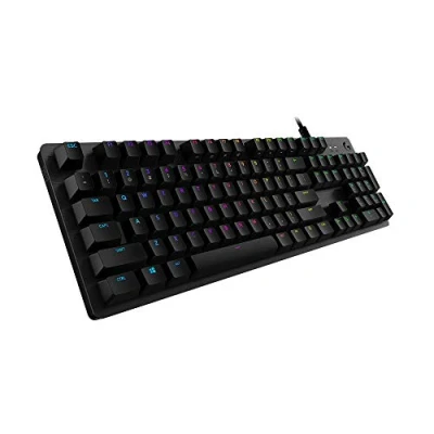 Immagine di Logitech G512 Tastiera Gaming Meccanica, RGB LIGHTSYNC, Tasti Retroilluminati, GX Blue Clicky Switch, Telaio in Alluminio Spazzolato, Personalizzabili, USB, QWERTY US Layout, Carbon/Nero