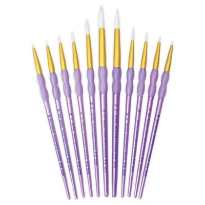 Immagine di Royal and Langnickel Crafter&#039;s Choice Confezione da 11 pennelli rotondi con setole in taklon, colore: bianco