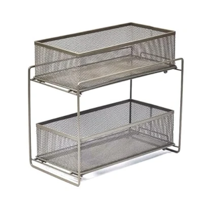 Immagine di LANTUS Scaffale a 2 ripiani per cassetti, da cucina, telescopico, sottolavello, in metallo, armadietto, organizer bagno, cucina (35 * 18 32,5 cm argento)