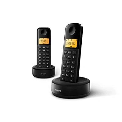 Immagine di Philips D1602B / 01 Telefono cordless DECT con 2 ricevitori, ampio display (4,1 cm) e ID chiamante Nero