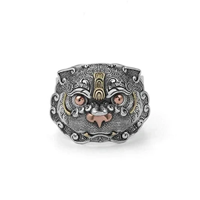 Immagine di anello Pi Xiu per uomo, PiXiu della mitologia cinese, amuleto animale fortunato, portafortuna Feng Shui, di gioielli attirare la ricchezza (17)