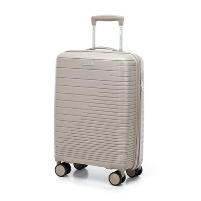 Immagine di WITTCHEN FUERTA Line Set di 3 valigie Bagaglio rigido Valigia espandibile in polipropilene con strisce lucide 4 rotelle doppie Manico telescopico Serratura TSA Taglia (S+M+L) Beige