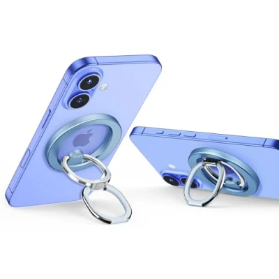 Immagine di ESR HaloLock magnetico anello per cellulare, magsafe compatibile con iPhone serie 15/14/13/12, supporto regolabile, presa confortevole, blu