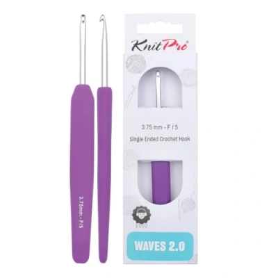 Immagine di KnitPro Waves Crochet Hooks 3.75mm Hook, Ergonomic Soft Handles, Rubber Grip for Arthritic Hands, Light &amp; Comfortable Needles Knitting