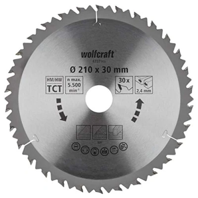 Immagine di Wolfcraft 6737000 Lama circolare in metallo duro 210 x 30 mm Numero di denti: 1 pz.