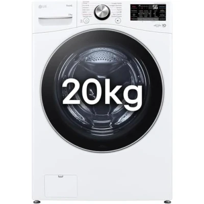 Immagine di LG AI DD F0P3020TSWC Lavatrice 20kg, a Carica Frontale, Capacità XL Serie P3, Classe B, 1000 Giri, TurboWash 360, Vapore, Wi Fi, Motore Inverter Direct Drive, Libera installazione, Bianco