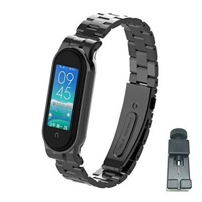 Immagine di T BLUER Cinturino compatibile Xiaomi Mi Band 5/Mi 6,Cinturino di ricambio in acciaio inossidabile per Miband 5/Miband 6 Accessori Donne Uomini,Senza Tracker Incluso