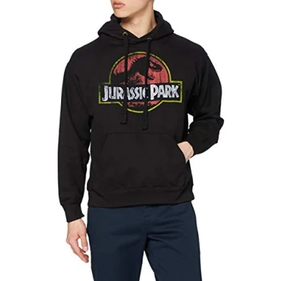 Immagine di Jurassic Park Cappuccio con Logo Invecchiato Felpa con, Nero, M Uomo