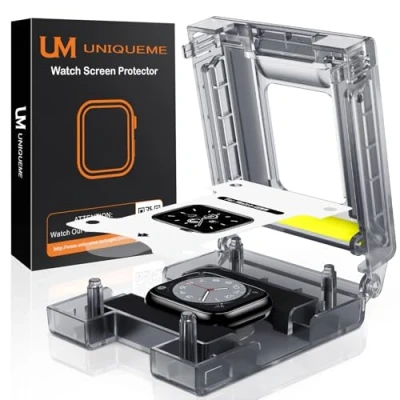 Immagine di UM UNIQUEME per Apple Watch S10 46 mm protezione dello schermo TPU flessibile la di iwatch mm, senza bolle, trasparente HD, copertura completa 4 pezzi