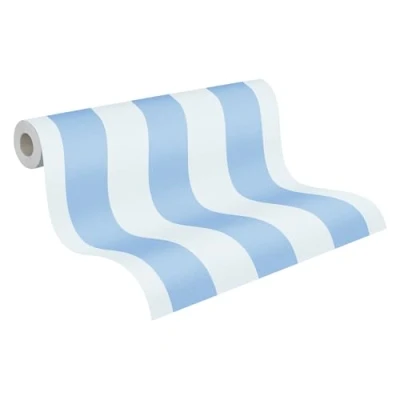 Immagine di A.S. Création Carta da parati a righe Little Love in tessuto non tessuto, 10,05 m x 0,53 m, colore: blu/bianco, made Germany 381485 38148 5