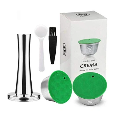 Immagine di i Cafilas Capsule per Caffè Ricaricabili Dolce Gusto, Capsula Riutilizzabile in Acciaio Inox con 1 Pennello, Cucchiaio, Tamper Aggiorna la Versione (2)