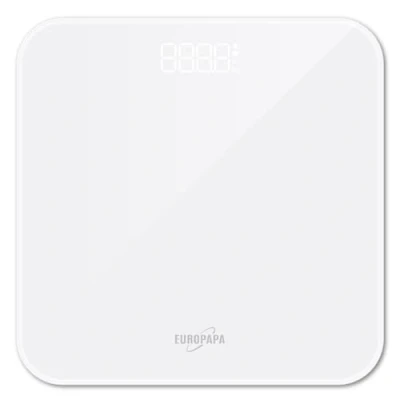 Immagine di EUROPAPA® bilancia pesapersone con indicatore LED trasparente e step On, 180 kg/400 LB, digitale per persone Peso BMI (bianco)
