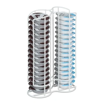 Immagine di Relaxdays Porta Cialde Tassimo, Contenitore per 32 Capsule Macchinetta, Torre in Metallo, 29 x 18 8,5 cm, Bianco, Ferro