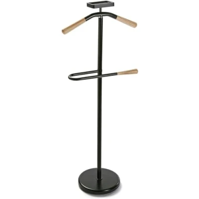 Immagine di RELAX WORLD Servo Muto Moderno Legno e Metallo,Servomuto,Appendiabiti Indossatore per Camera da Letto Spogliatoio,Multifunzionale,Dimensioni P25x44x108 cm (Nero)