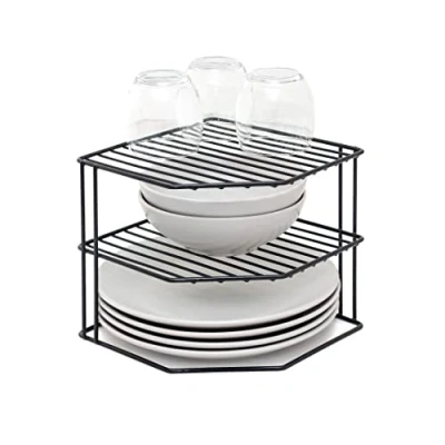 Immagine di simplywire Portapiatti a 3 ripiani Organizer per armadietti da cucina Nero