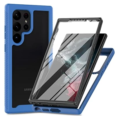 Immagine di XINNI Cover per Samsung Galaxy S23 Ultra 5G, Protezione Schermo Integrata 360 Gradi Antiurto Custodia, Rugged Doppia Faccia Bumper Trasparente Full Guscio Fronte Retro Case, Rosa