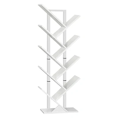 Immagine di HOOBRO Libreria a Forma di Albero, Scaffale ad Portaoggetti 9 Ripiani, Mobile da Studio, per Libri, CD, Stabile e Resistente, in Soggiorno, Ufficio, Bianco EWT08SJ01G1