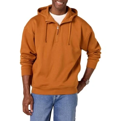 Immagine di Amazon Essentials Felpa con Cappuccio Oversize Zip Corta Uomo, Caramello, XS