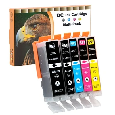 Immagine di D&amp;C Cartucce d&#039;inchiostro compatibili per Canon PGI 550 CLI 551XL Pixma MG6450 MG6650 MG7100 MG7150 MG7550 MX925 iP7200 iP7250 MG5400 MG5450 MG5550 MG5650 MG5655 MX725 MX920 iP8750 (5 Pack)