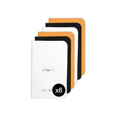 Immagine di Rhodia 119156AMZC Set di 6 quaderni, 7,5 x 12 cm, 48 pagine, 80 g/m², 3 colori (arancione, nero e bianco)
