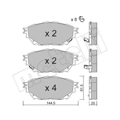 Immagine di METELLI 22 1222 0 Kit pastiglie freno con segnalatore acustico usura