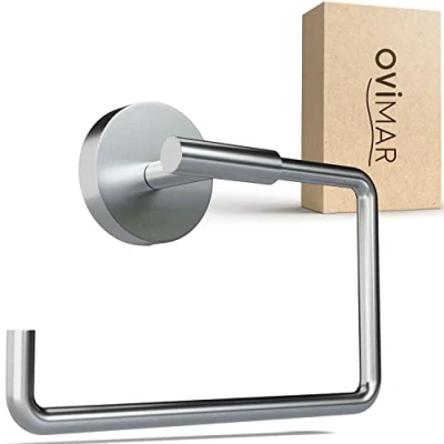 Immagine di ovimar Portarotolo Sejero per foratura argento in acciaio inox senza coperchio con meccanismo di chiusura morbida