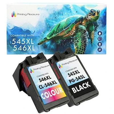 Immagine di Printing Pleasure PG 545 CL 546 2 Cartucce d&#039;Inchiostro 545XL 546XL compatibile per Canon Pixma MG2450 MG2550 MG2550S MG2950 MG3050 MG3051 MX495 iP2850 TS205 TS3150 TS3151 TR4550 (Nero, Colore)