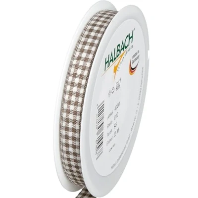 Immagine di Halbach Seidenbänder Vichy Nastro a quadretti per confezioni regalo, 10 mm, colore: marrone scuro