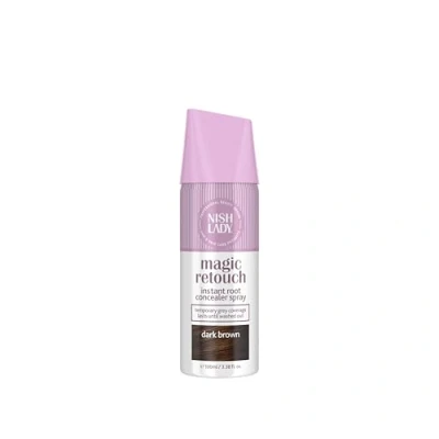 Immagine di Nishlady Magic Retouch Sprays Instant Root Concealer spray Veloce e facile da usare, per ritocchi donne, colore marrone chiaro, nero (Dark Brown, 100 ml (confezione 1)