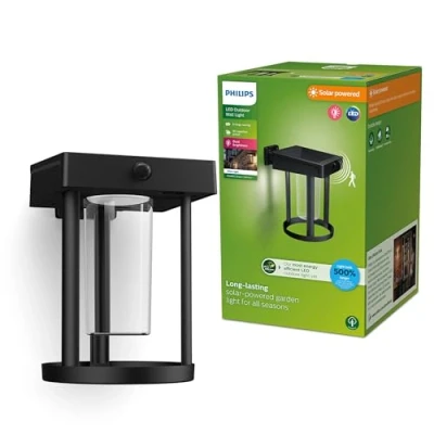 Immagine di Philips Camill 8720169263932 Lampada solare da parete per esterno con rilevatore di movimento 1.4 W Bianco caldo Nero