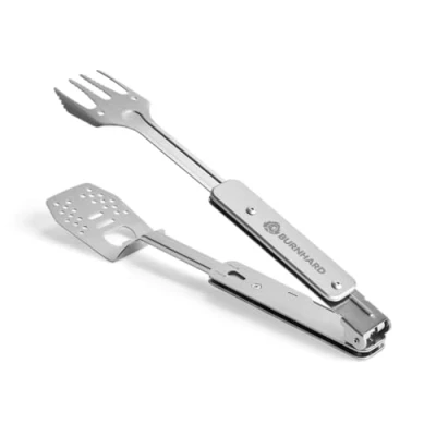 Immagine di BURNHARD Multi utensile 4 in 1 per Grigliare, Utilizzabile Come Pinza, forchettone, spatola e apribottiglie, Utensili Barbecue, attrezi BBQ en Acciaio Inox Alluminio