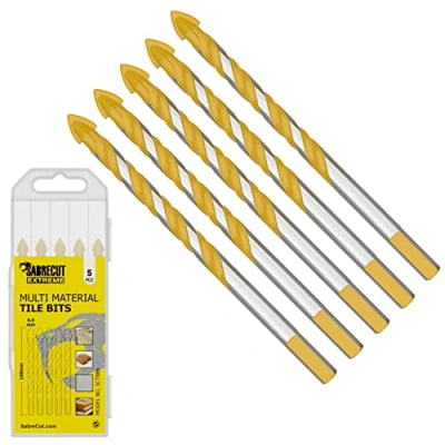 Immagine di Set di 5 punte da trapano per piastrelle multimateriale SabreCut SCTBB6, 6 x 100 mm, ceramica, porcellana, granito, marmo, con scatola resistente