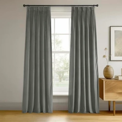 Immagine di HPD Half Price Drapes tende oscuranti in velluto, lunghe 274 cm, 1 pannello, a pieghe per soggiorno e camera da letto, 63 x grigio argento