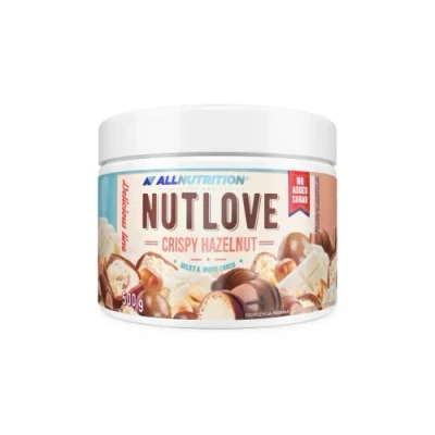 Immagine di ALLNUTRITION Nutlove Crispy Hazelnut Crunchie Spread Crema Spalmabile al Cioccolato Bianco alla Nocciola Ottimo per Dolci a Basso Contenuto Calorico Snack Sano 500g