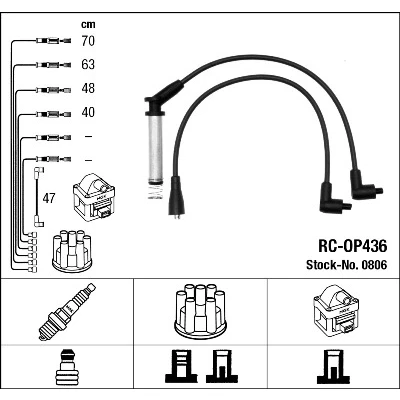 Immagine di NGK 0806 Kit Cavi Accensione 5 OPEL: Astra F CC, Corsa A Caravan