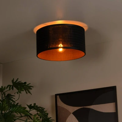 Immagine di Lucide Plafoniera Tagalog di rattan, nero/naturale