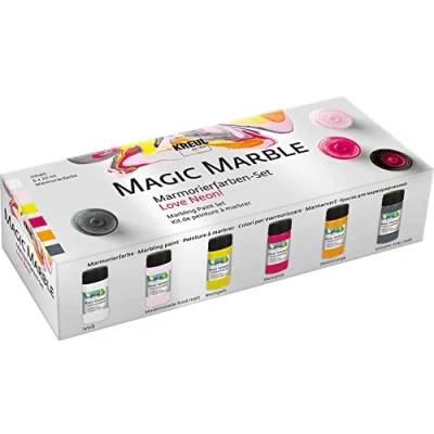 Immagine di Kreul 73614 vernice marmorizzante Magic Marble, Love Neon Set, 6 x 20 ml di per marmorizzare ad immersione legno, vetro, plastica, carta e polistirolo