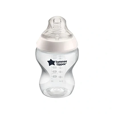 Immagine di Tommee Tippee Biberon Closer to Nature, Tettarella Simile al Seno con Valvola Anticolica, 260ml, Confezione da 1, Trasparente, Colore e design possono variare