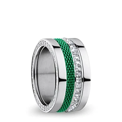 Immagine di BERING, Set di Anelli Intercambiabili da Donna, in Argento e Verde con L&#039;Esclusivo Sistema Twist &amp; Change, Ganges
