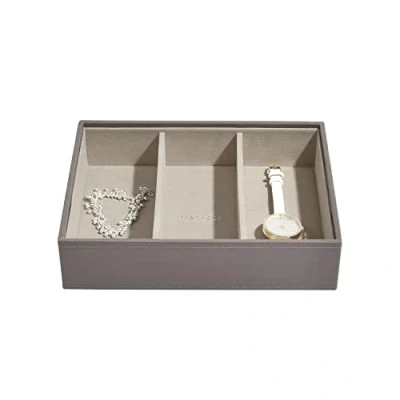Immagine di Stackers ‘Classic Size’ Mink Deep 3 Section Stacker Jewellery Box with Grey Velvet Lining.