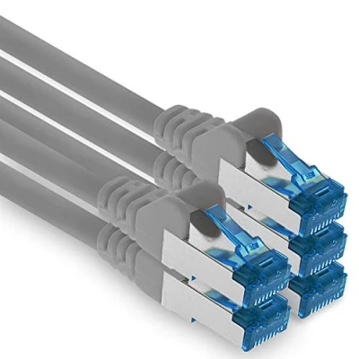 Immagine di 1aTTack.de 0,25 m CAT.6 Cavo di rete LAN Ethernet Gigabit RJ45 CAT 6 patch A 10000 Mbit s Sftp Pimf 500 MHz compatibile con CAT5 CAT6 CAT7 Cat8 grigio 5 pezzi